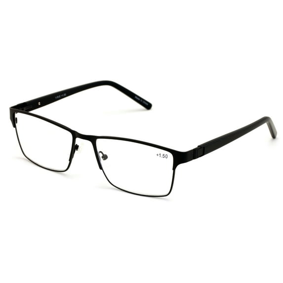 Men Premium Rectangle Metal with Plastic Temple Extra Large Reader - 152mm Wide Frame Reading Glasses