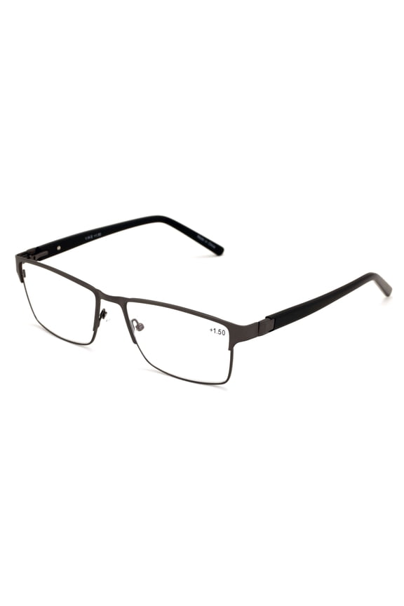 Men Premium Rectangle Metal with Plastic Temple Extra Large Reader - 152mm Wide Frame Reading Glasses