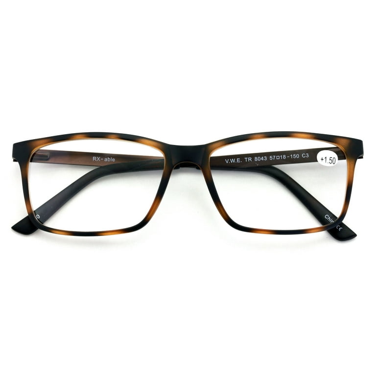 Men Premium Rectangle TR90 with Extended Metal Temple Extra Large Reader 147mm Wide Frame Reading Glasses 3.00 Walmart