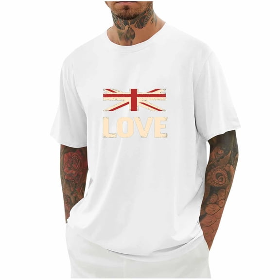 Men Print Round Neck Casual Fashion Short Sleeve Round-Neck Blouses Shirts