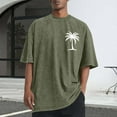 thumbnail image 1 of Men Printed Casual Sports Washed Distressed T-shirt Short Sleeve Round-neck Top Blouse, 1 of 5