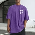 thumbnail image 1 of Men Printed Casual Sports Washed Distressed T-shirt Short Sleeve Round-neck Top Blouse, 1 of 5