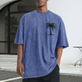 thumbnail image 1 of Men Printed Casual Sports Washed Distressed T-shirt Short Sleeve Round-neck Top Blouse, 1 of 5