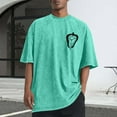 thumbnail image 1 of Men Printed Casual Sports Washed Distressed T-shirt Short Sleeve Round-neck Top Blouse, 1 of 5