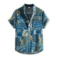 thumbnail image 1 of Men Printed Stand-up Short-Sleeved Spring Shirts for Casual Daily Wear Blue M, 1 of 7