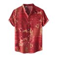 thumbnail image 1 of Men Printed Stand-up Short-Sleeved Spring Shirts for Casual Daily Wear Red 3XL, 1 of 7