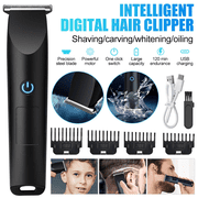 Men Pro Electric Hair Clippers Beard Trimmer Cordless Barber Shaving Machine Black Body Grooming Kit USB Rechargeable Waterproof Razor 4 Guide Combs Professional Home Haircut Kit Mens Grooming Tool
