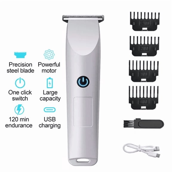Men Pro Electric Hair Clippers Beard Trimmer Cutting Barber Shaving Machine White (Logistics only For USPS.TK/TMEU only For self-pickup)
