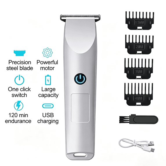 Men Pro Electric Hair Clippers Beard Trimmer Cutting Barber Shaving Machine, White
