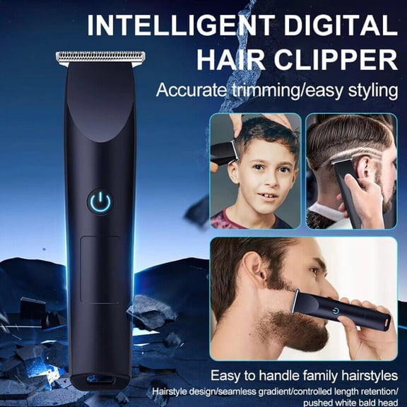 Men Pro Electric Hair Clippers Beard Trimmer Sharp Steel Blade 120Min Battery USB-C Rechargeable 4 Limit Combs Cordless Barber Shaving Machine Home Haircut Grooming Kit Black One Click Switch For Use