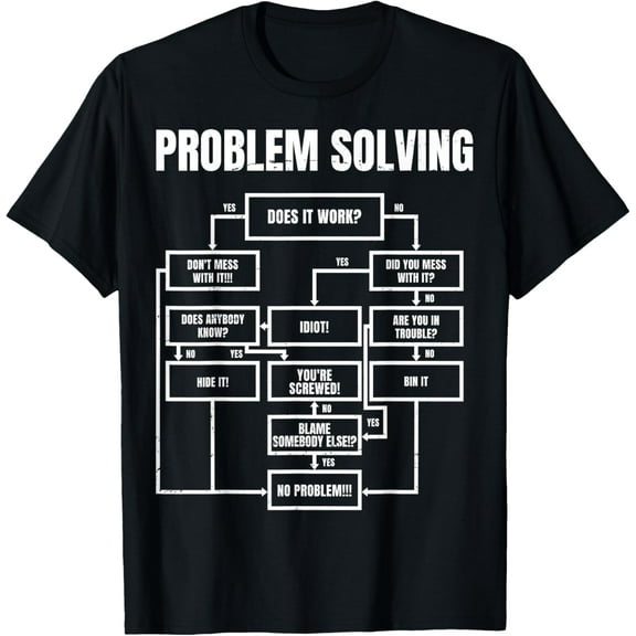 Men Problem Solving Chart - Flow Chart Geek Nerd Funny Gift T-Shirt