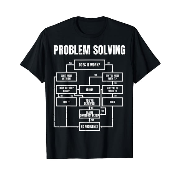 Men Problem Solving Chart - Flow Chart Geek Nerd Funny Gift T-Shirt
