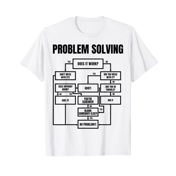 Men Problem Solving Chart - Flow Chart Geek Nerd Funny Gift T-Shirt