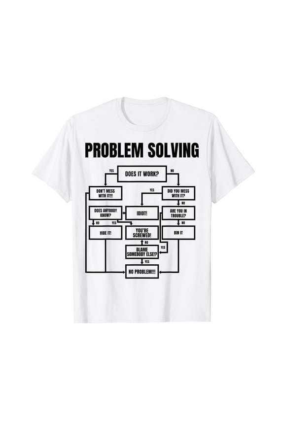 Men Problem Solving Chart - Flow Chart Geek Nerd Funny Gift T-Shirt