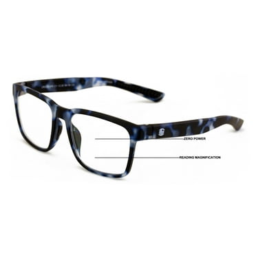 Men Progressive Bifocal Reading Glasses - No Line - Clear on Top Sport Fashion Reader CR02 +1.25