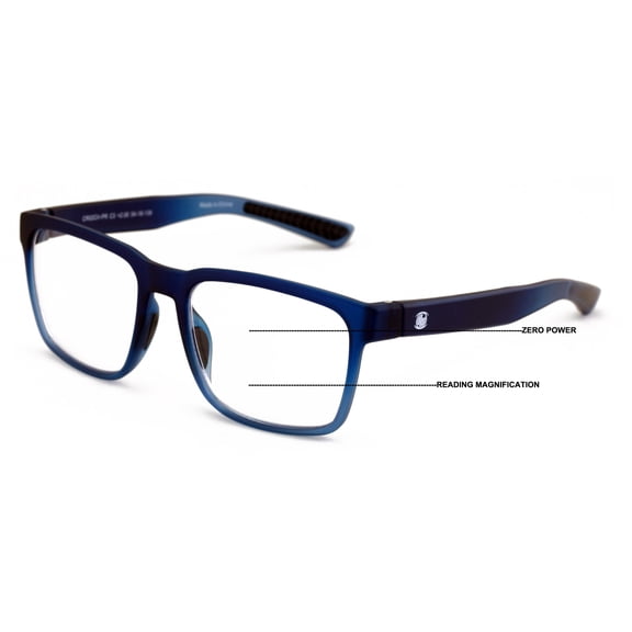 Men Progressive Bifocal Reading Glasses - No Line - Clear on Top Sport Fashion Reader CR02 +2.75