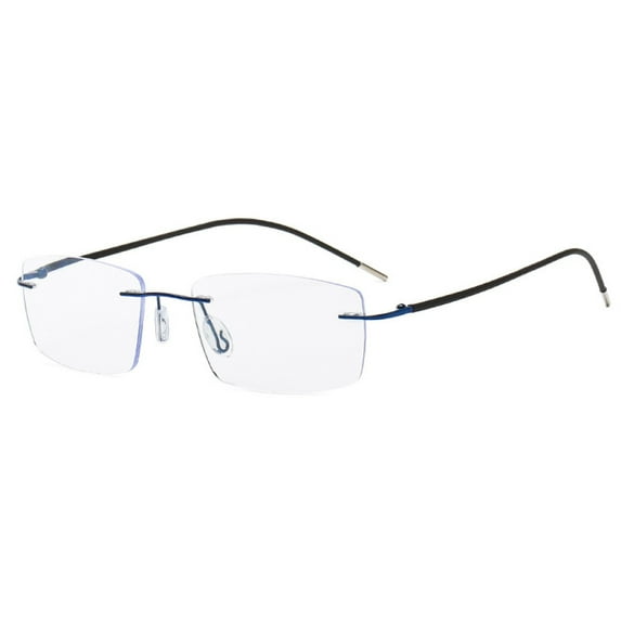 Men Progressive Rimless Ultralight Reading Glasses 2.00 Anti-blue Light Frameless Blue Multifocus Readers +2.00 Strength