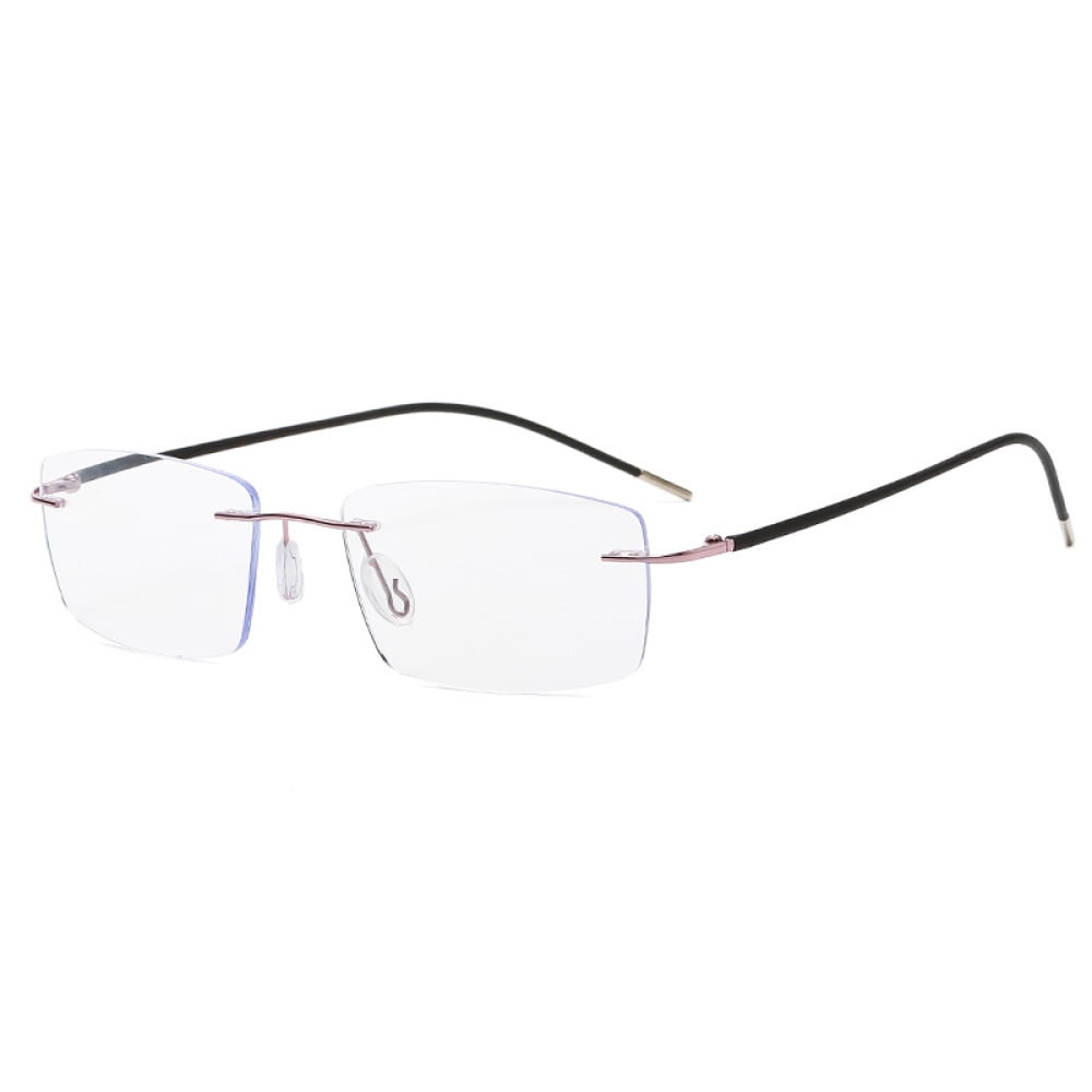 Men Progressive Rimless Ultralight Reading Glasses 3.50 Anti-blue Light Frameless Pink Multifocus Readers +3.50 Strength
