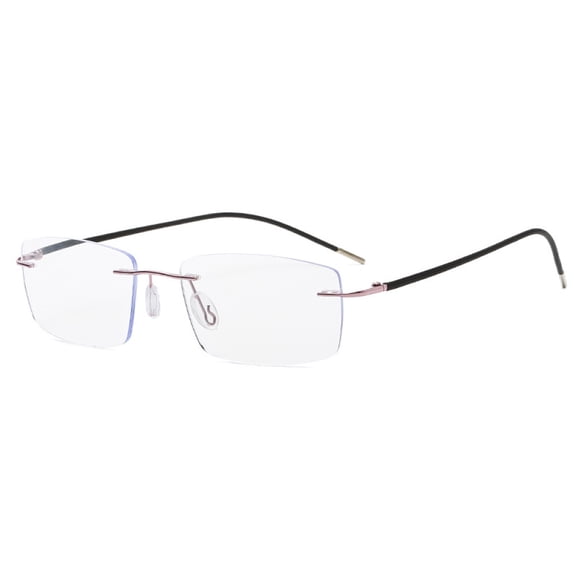 Men Progressive Rimless Ultralight Reading Glasses 3.50 Anti-blue Light Frameless Pink Multifocus Readers +3.50 Strength