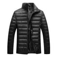thumbnail image 1 of Men Puffer Jacket Fall Winter Coat Jacket Cotton Stand Zipper Warm Winter Thick Long Sleeve Zipper Pocket Coat Jacket Mens Winter Jackets Black L, 1 of 8