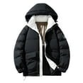 thumbnail image 1 of Men Puffer Jacket Winter Warm Hooded Down Jacket Zip Up Parka Padded Outwear Relaxed Fit Puffer Jacket Men's Jackets Black L, 1 of 5