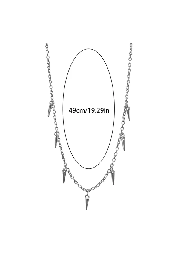 Men Punk Style Rivet Tassel Necklace Hip Hop Women Fashion Geometric Titanium Steel Chain Necklace