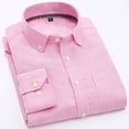 thumbnail image 1 of Men Pure Color Oxford Shirt Business Formal Dress Shirts Long Sleeve Big Size Cloth, 1 of 8