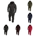 thumbnail image 1 of Men Pure Color Splicing Autumn Winter Casual Hoodie Print Zipper Print Jumpsuit, 1 of 8