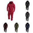 thumbnail image 1 of Men Pure Color Splicing Autumn Winter Casual Hoodie Print Zipper Print Jumpsuit, 1 of 9