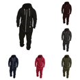 thumbnail image 1 of Men Pure Color Splicing Autumn Winter Casual Hoodie Print Zipper Print Jumpsuit, 1 of 8