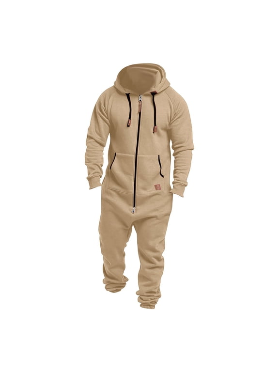 Men Pure Color Splicing Mens Romper Jumpsuit Autumn Winter Casual Hoodie Men Romper Jumpsuit Print Zipper Print Jumpsuit Mechanics Suit Track Suit Man Jail Jumpsuit for Men