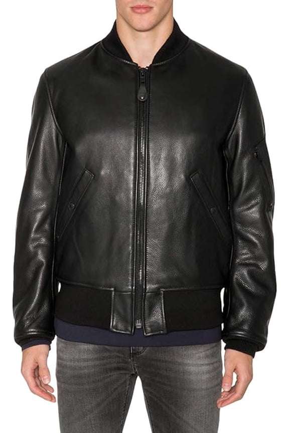 Men Pure Genuine Leather Jacket Lambskin Winter Vintage Motorcycle Biker Black A018