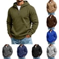 thumbnail image 1 of Men Quarter Zip Hoodie Sevevn Long Sleeve Fleece Pullover Sweatshirt With Front Kangaroo Pocket Loose Fit Casual Hooded Top For Daily Outdoor Use, 1 of 9