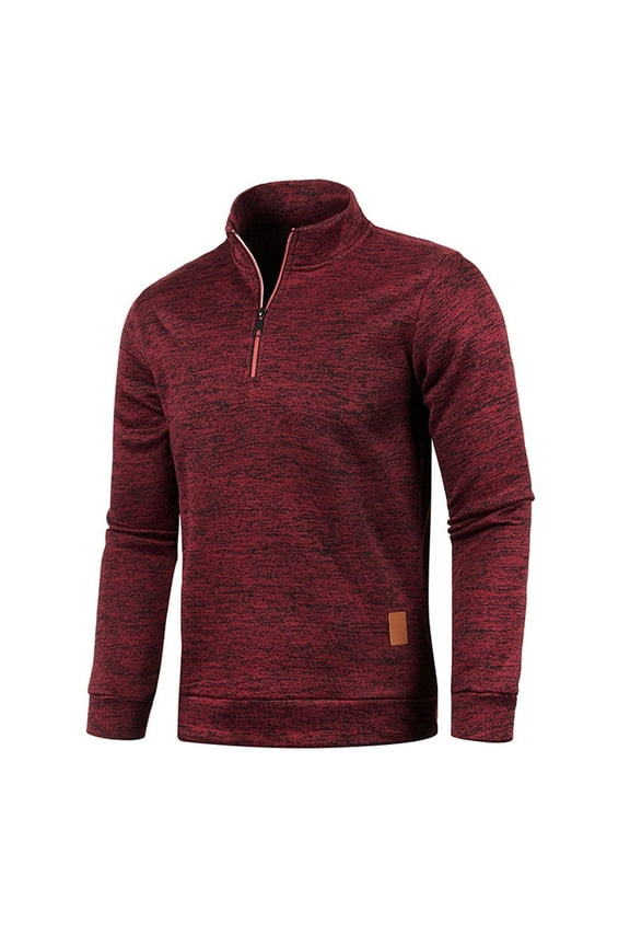 Men Quarter Zip Long Sleeve Athletic Performance Pullover Lightweight French Terry Stand Collar Plus Size Sweatshirt