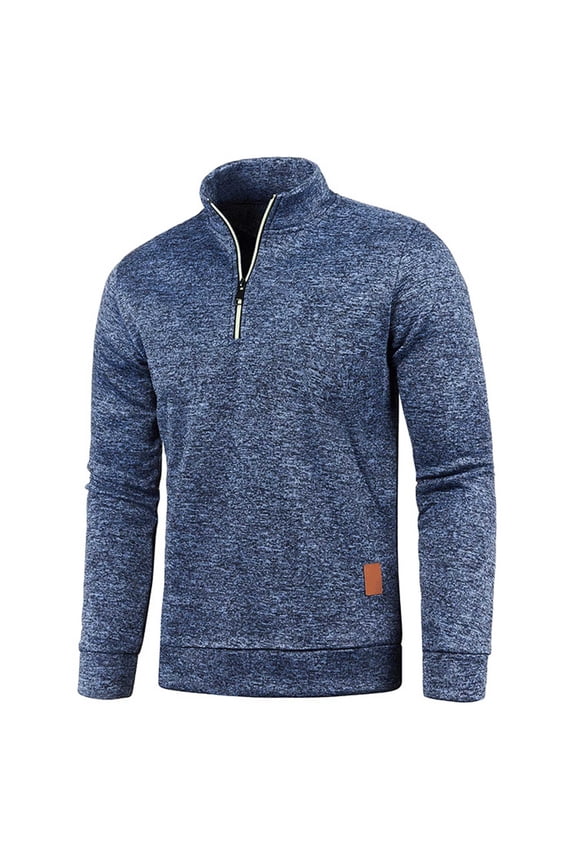 Men Quarter Zip Long Sleeve Athletic Performance Pullover Lightweight French Terry Stand Collar Plus Size Sweatshirt