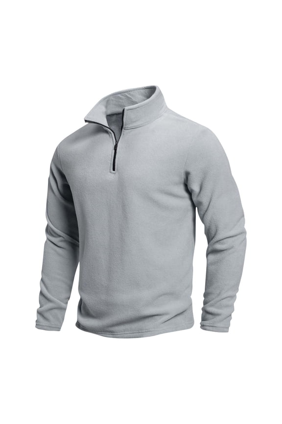 Men Quarter Zip Pullover Golf Fleece Long Sleeve Thermal Lightweight Sweatshirt Slim Fit Stretchy Ribbed