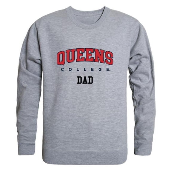 Men Queens College Knights Dad Crewneck Fleece, Heather Grey - Small