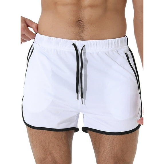 Men Quick Dry Athletic Shorts Multi-color Polyester Workout Training Short Pants With Zipper Pockets
