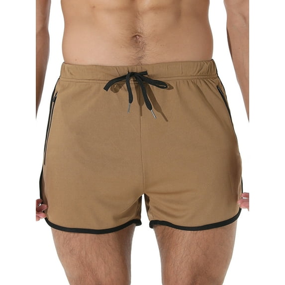 Men Quick Dry Athletic Shorts Multi-color Polyester Workout Training Short Pants With Zipper Pockets