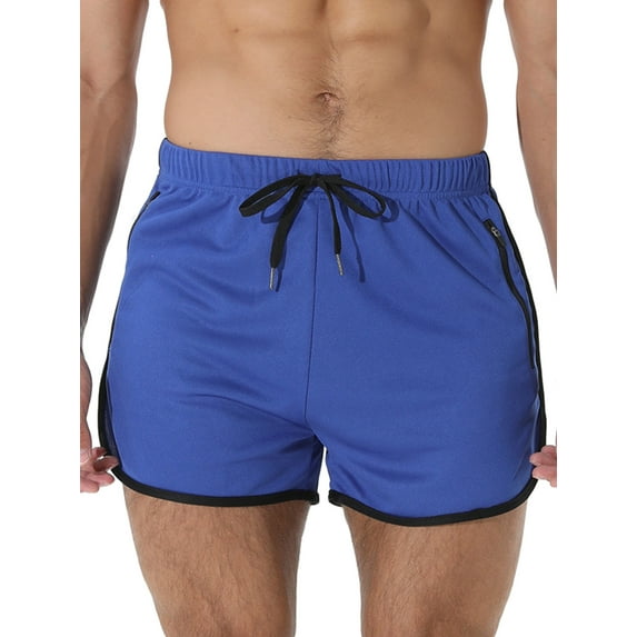 Men Quick Dry Athletic Shorts Multi-color Polyester Workout Training Short Pants With Zipper Pockets