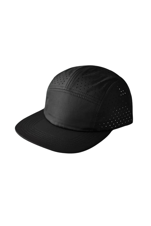 Men Quick Dry Baseball Cap Laser Cut Mesh Ball Curved Brim Snapback Hat Black