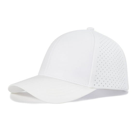 Men Quick Dry Baseball Cap Laser Cut Mesh Ball Curved Brim Snapback Hat (Blue)