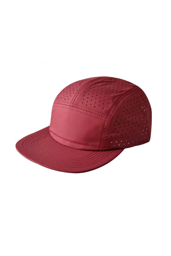 Men Quick Dry Baseball Cap Laser Cut Mesh Ball Curved Brim Snapback Hat Red
