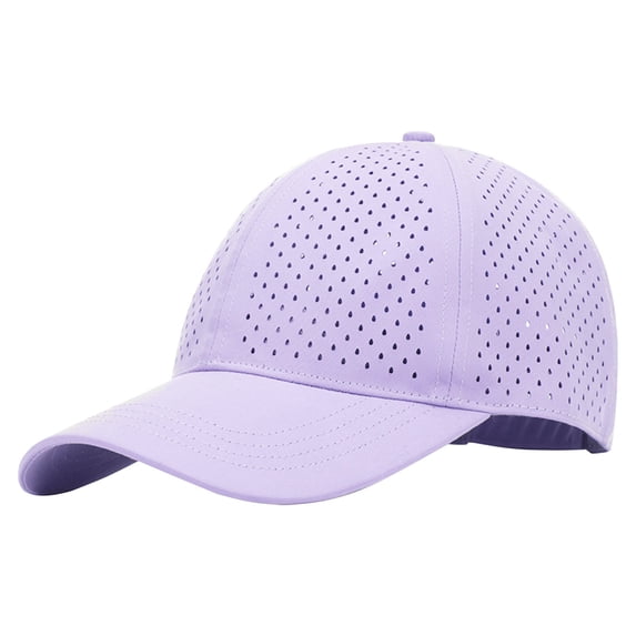 Men Quick Dry Baseball Cap,Laser Cut Mesh Ball Curved Brim Snapback Hat,Summer Adjustable Performance Hat,Breathable Perforated Baseball Cap,6 Panel Baseball Cap,Sun Protection Light Violet A