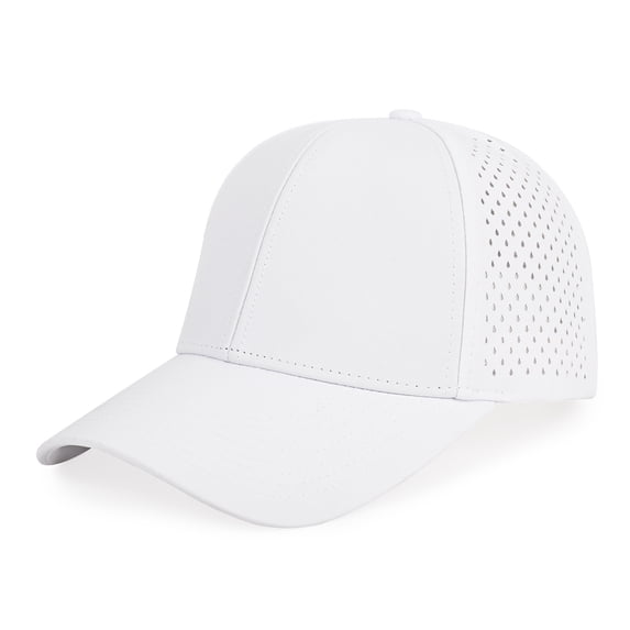 Men Quick Dry Baseball Cap Laser Cut Mesh Ball Curved Brim Snapback Hat White