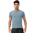 thumbnail image 1 of Men Quick Dry Breathable Round Neck T-Shirt Summer Fitness Running Sports Tops, 1 of 1