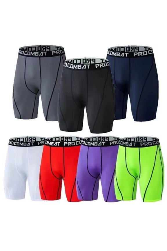 Men Quick Dry Compression Baselayer Shorts, Stretch Athletic Running Basketball Workout Shorts