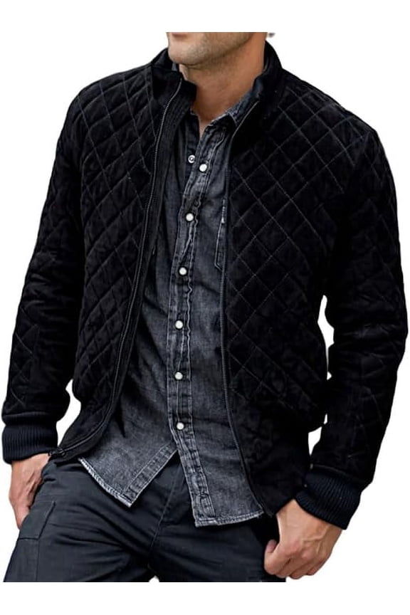Men Quilted Suede Leather Jacket Bomber Men Biker Moto Jacket A300