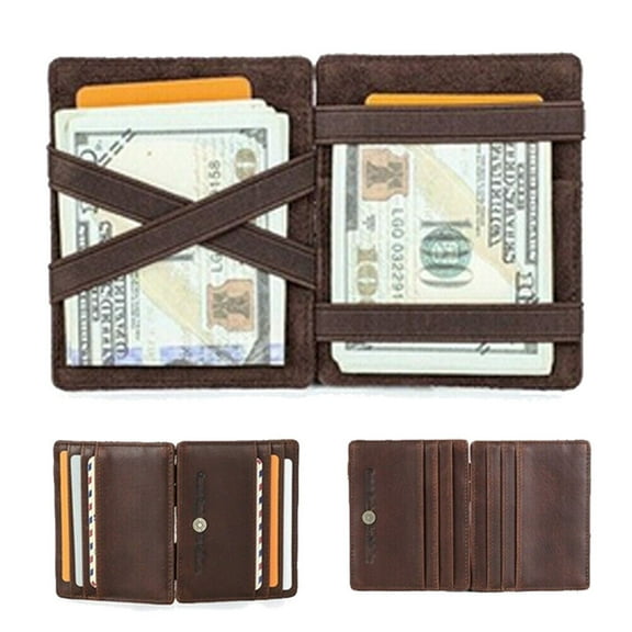 Men RFID Genuine Leather Magic Wallet Purse Money Clip coin 8 Credit Card Holder NEW