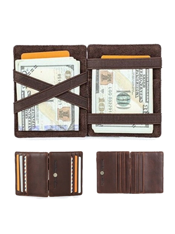 Men RFID Genuine Leather Magic Wallet Purse Money Clip coin 8 Credit Card Holder NEW